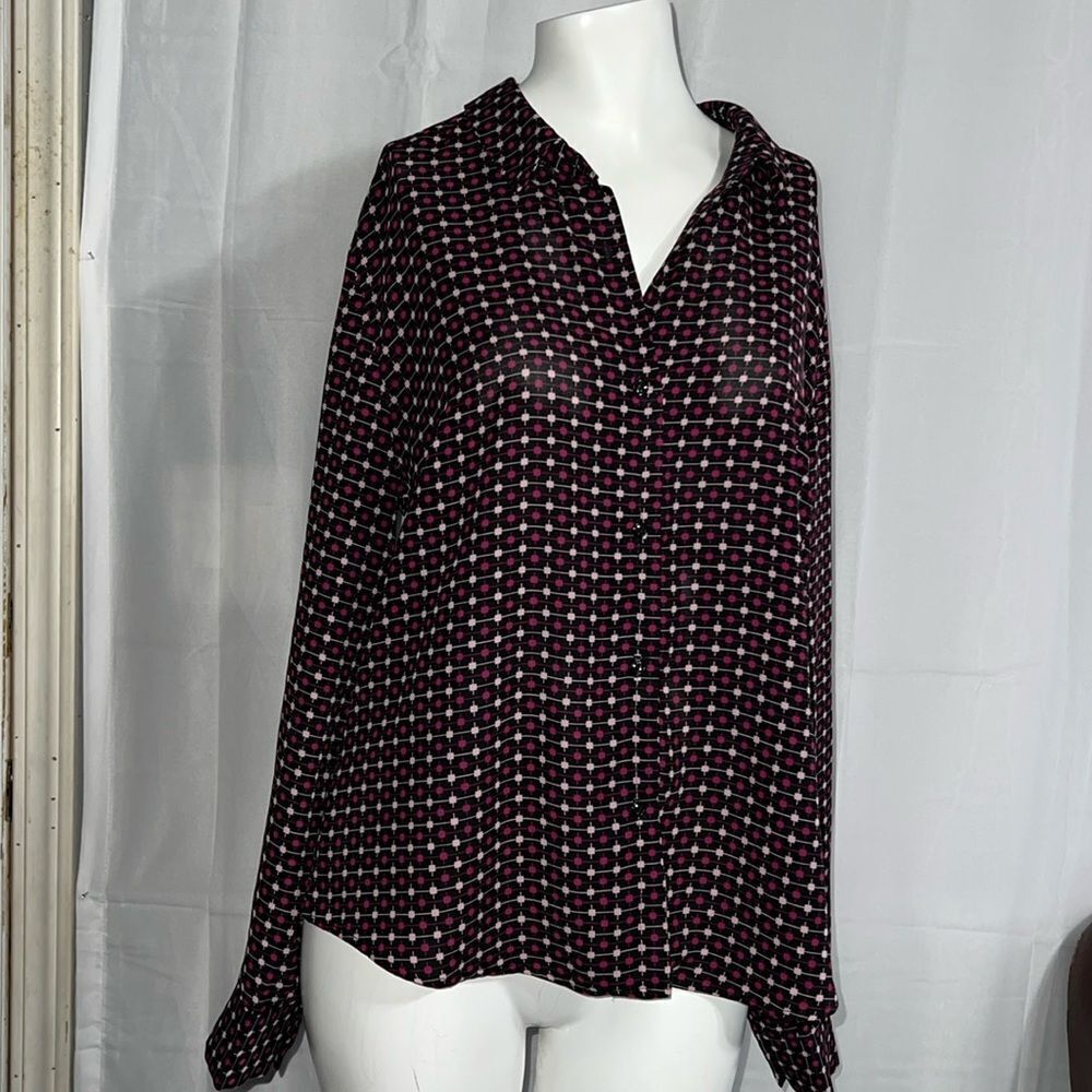 Kathy ireland 100% poliéster long sleeve blouse for women size Large